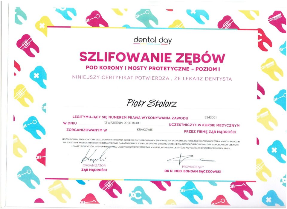 Certyfikat, Piotr Stolorz