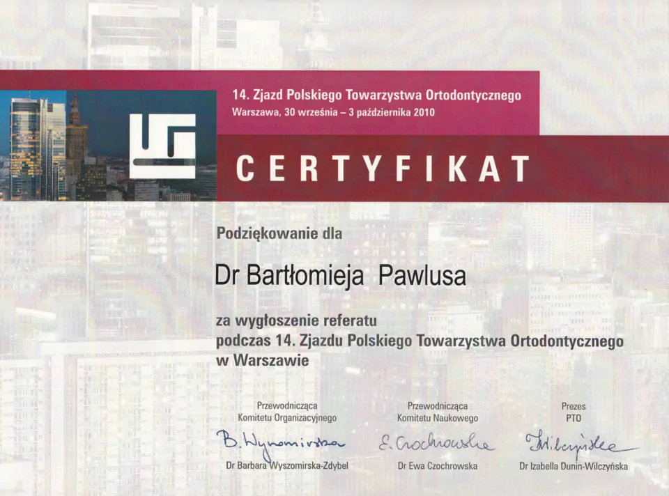 Certyfikat, Bartłomiej Pawlus