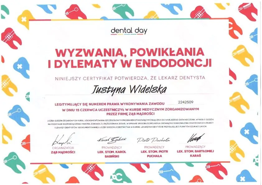 Certyfikat, Justyna Widelska