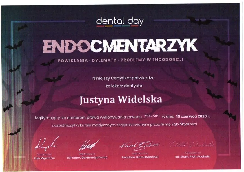 Certyfikat, Justyna Widelska