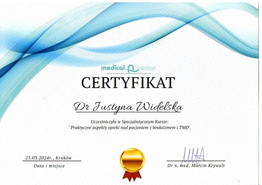 Certyfikat, Justyna Widelska